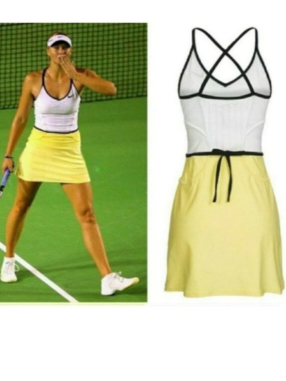 NWT Nike Maria Sharapova Tennis Dress w/ Bra White Yellow M Medium